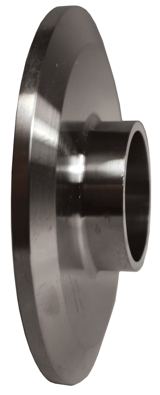 A metallic industrial pipe fitting or flange component with a circular flange face and a central cylindrical opening, shown on a plain white background.